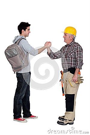 Tradesmen making a pact Stock Photo