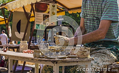 Tradesman Making Pots Editorial Stock Photo