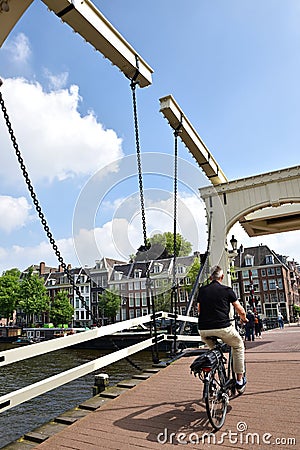 Dutch bridge in Amsterdam Editorial Stock Photo