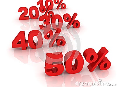 Trading commercial concept of sale percents row Stock Photo