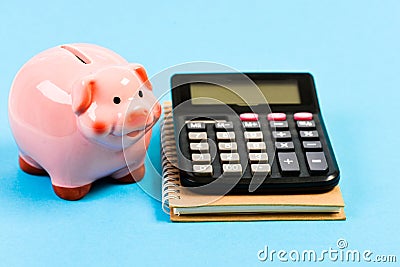 Trading exchange. Trade market. Finance department. Credit debt concept. Economics and finance. Calculate profit. Piggy Stock Photo