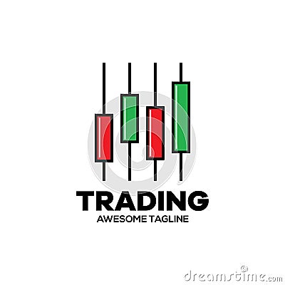 Trading financial vector logo. candlestick trading. trading stock symbol. market chart sign Vector Illustration