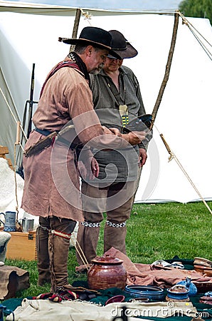 Trading goods and 1700 trappers Editorial Stock Photo