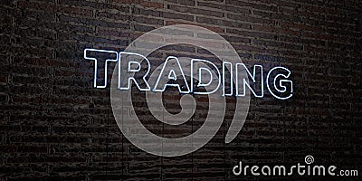 TRADING -Realistic Neon Sign on Brick Wall background - 3D rendered royalty free stock image Stock Photo