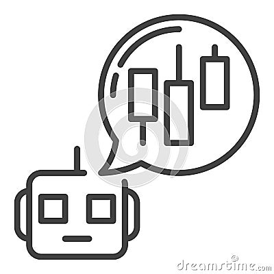 Trading Robot with Speech Bubble vector automation tools outline icon or symbol Vector Illustration