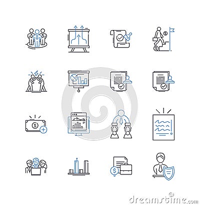 Trading room line icons collection. Market, Investments, Stocks, Trading, Forex, Options, Futures vector and linear Vector Illustration