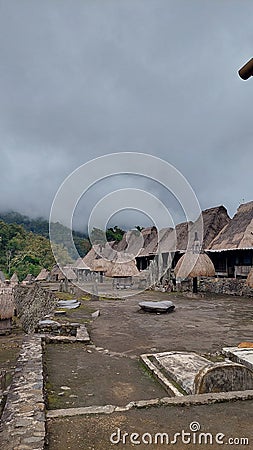 Traditional house at Bajawa village, named Bena house Stock Photo