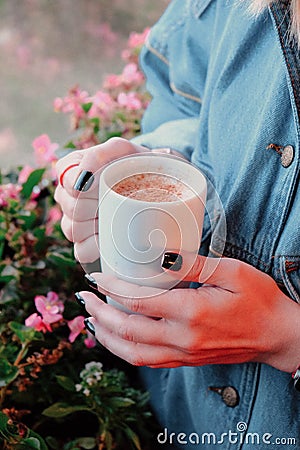 Traditinal Turkish drink, Sahlep, milky hot drink. Stock Photo