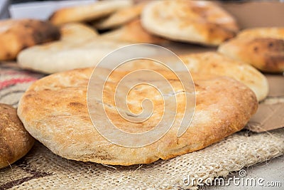 Tradition arabic bread - Pita Stock Photo