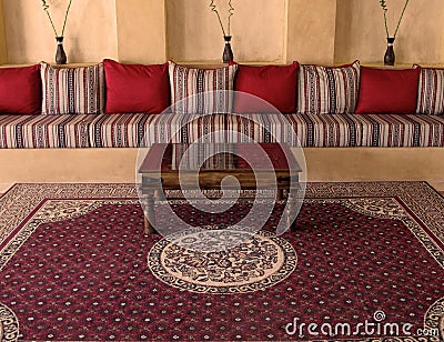 Traditional interior design in Oman Stock Photo
