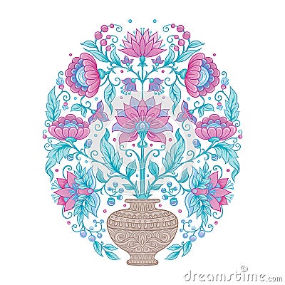 Tradition mughal motif, fantasy flowers Vector Illustration