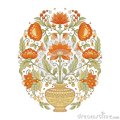 Tradition mughal motif, fantasy flowers Vector Illustration