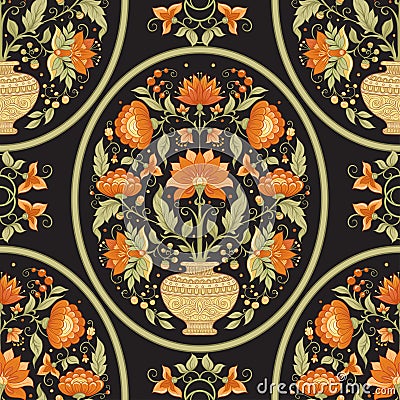 Tradition mughal motif, fantasy flowers Vector Illustration