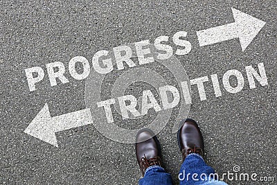 Tradition progress future management assessment analysis company Stock Photo