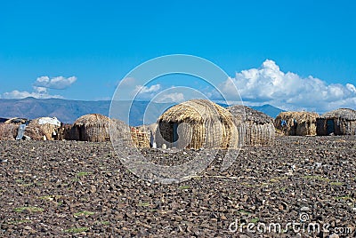 Traditional african huts, Kenya Stock Photo