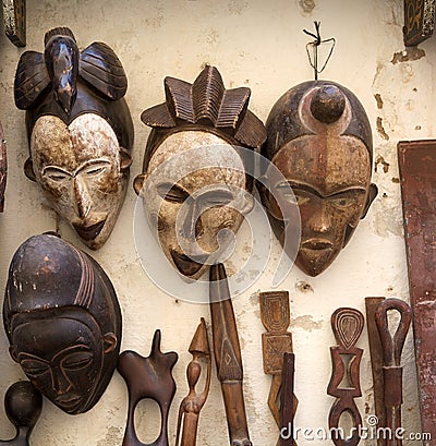 Traditional African masks Stock Photo