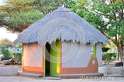 TRADITIONAL AFRICAN TSWANA HOUSE Stock Photo