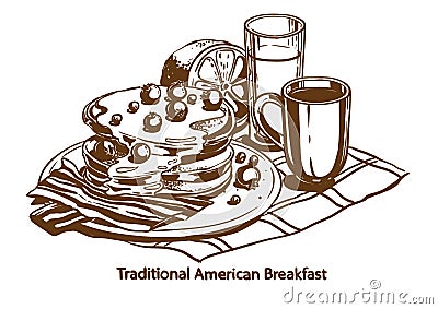 Traditional American Breakfast Vector Illustration