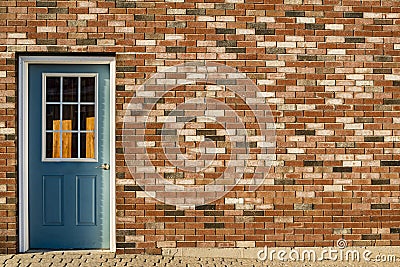 Traditional American building Door on the brick wall Stock Photo