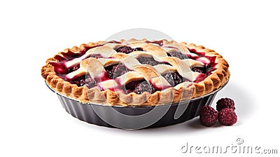 Traditional American pie on white isolated background. National Pie Day. Stock Photo