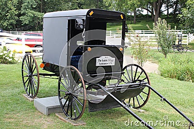 Traditional Amish Buggy exhibited in Amish Village, Lancaster, Pennysylvania Editorial Stock Photo