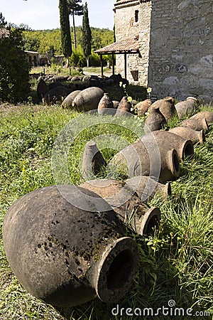 Traditional amphora for wine container from clay Stock Photo