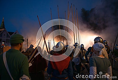 Traditional annual medieval battle restoration known as a Stredoveky den in Zilina, Slovakia Editorial Stock Photo