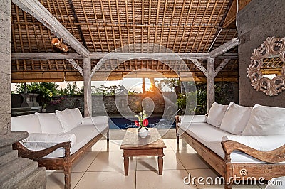 Traditional and antique Balinese style Villa design Stock Photo