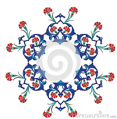 Traditional antique ottoman turkish tile illustrat Vector Illustration