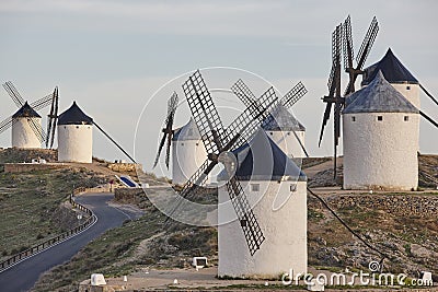 Traditional antique windmills in Spain. Consuegra, Toledo Stock Photo