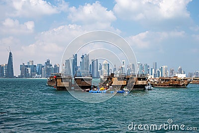 Traditional arabian wooden dhows Stock Photo