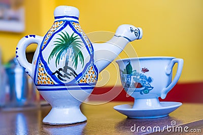 Traditional Arabic cappuccino jug in the shape of a camel, dromadaire. Stock Photo