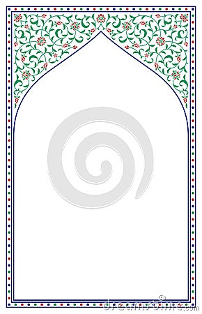 Traditional Arabic Floral Frame Vector Illustration