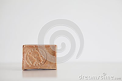 Aleppo soap in a white bathroom Stock Photo