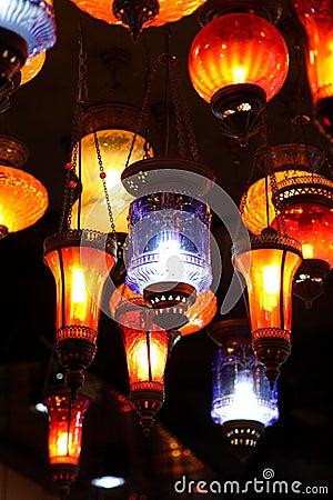 Traditional arabic lanterns on the market Stock Photo