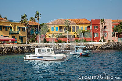 Traditional architecture at Goree island, Dakar, Senegal. West Africa Editorial Stock Photo