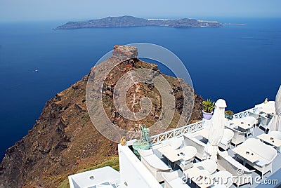 Traditional architecture of Oia village on Santorini island Stock Photo