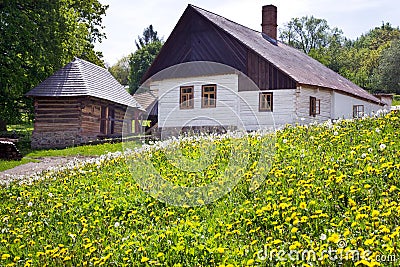 Traditional architecture in open air museum in Vysoky Chlumec, Central Bohemian region, Czech republic. Collection of typical regi Editorial Stock Photo