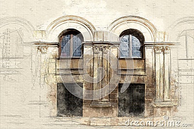 Traditional architecture sketch Stock Photo