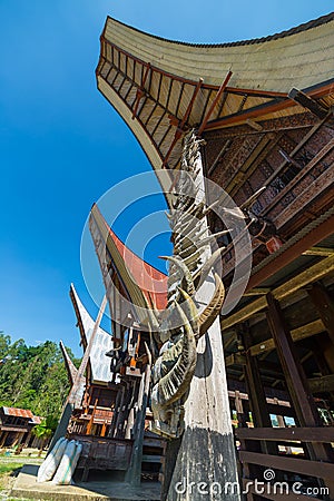 Traditional architecture in Tana Toraja Stock Photo