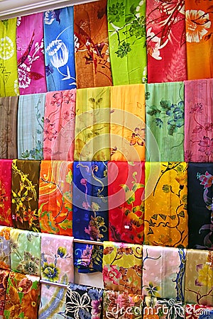 Traditional asian fabrics Stock Photo