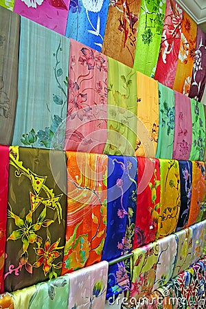 Traditional asian fabrics Stock Photo