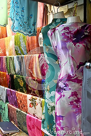 Traditional asian fabrics Stock Photo