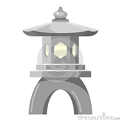 Traditional Asian garden lantern vector flat illustration. Ethnic Japanese outdoor concrete lamp Vector Illustration