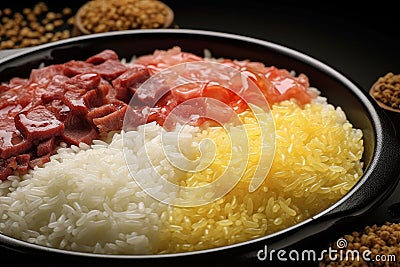 Traditional asian rise with meat. Generate AI Stock Photo