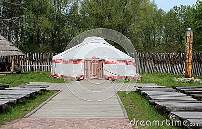 Traditional asian yurt. Ethnic old house of steppe nomads and shepherds. Editorial Stock Photo