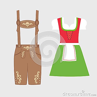 Traditional austrian and bavarian costume Vector Illustration