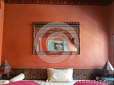A beautiful, traditional Moroccan riad lounge Stock Photo