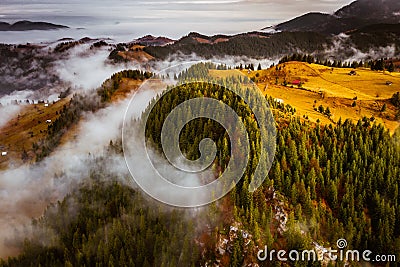Traditional autumn landscape in Transylvania, Romania Stock Photo