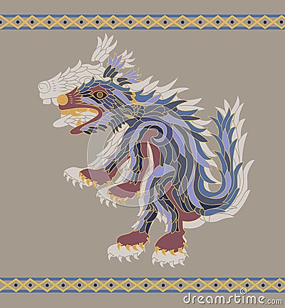 Traditional aztec coyote illustration Vector Illustration